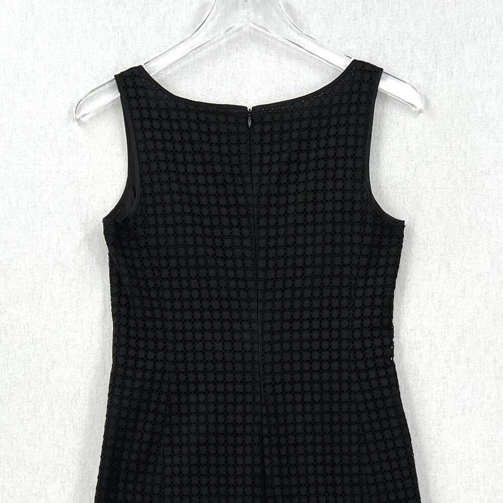 MAX MARA Tempra Cotton Eyelet Lace Crochet Dress Womens 4 Black Sheath Midi - Picture 5 of 14